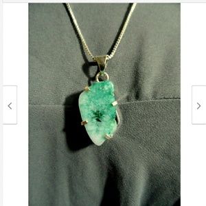 New Green AGATE Charm Pendant Necklace Set 22" 925